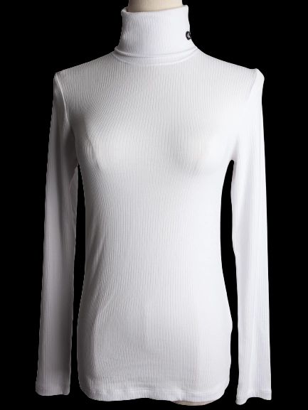 good calvin klein white ribbed turtleneck top size s women