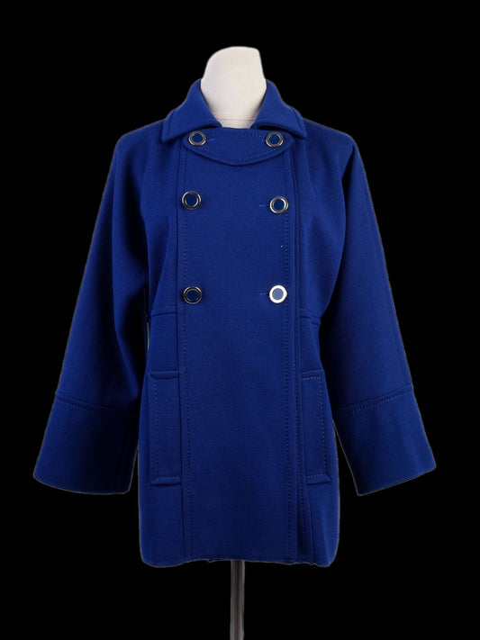 Excellent Luisa Spagnoli Blue Wool Coat Size S Double-Breasted