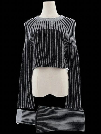 Excellent Balmain Black Gray Striped Sweater Size S for Net-A-Porter