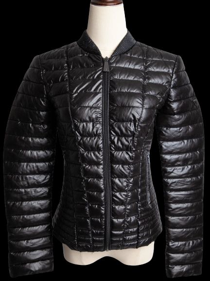 excellent guess black quilted puffer jacket size s