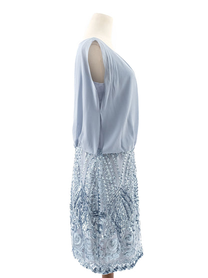 Excellent Luisa Spagnoli Blue Silk Evening Dress Size XL