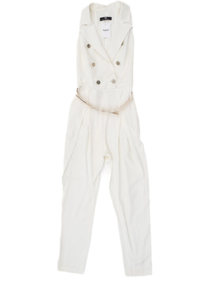 Excellent Elisabetta Franchi White Sleeveless Jumpsuit Size L