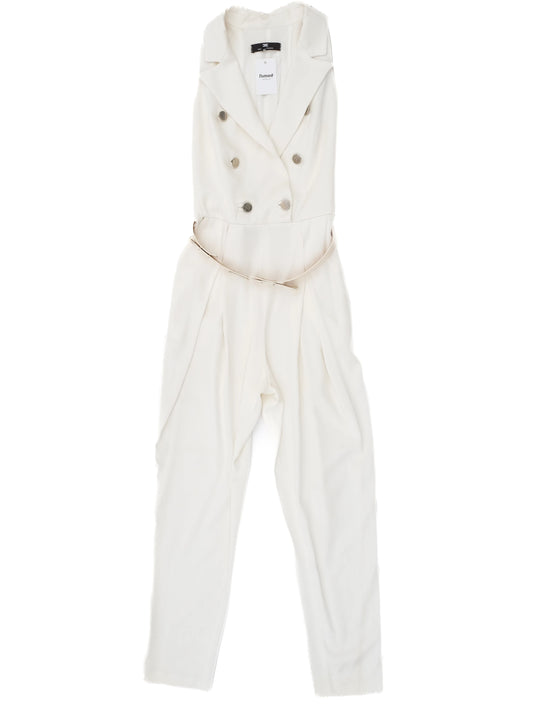 Excellent Elisabetta Franchi White Sleeveless Jumpsuit Size L