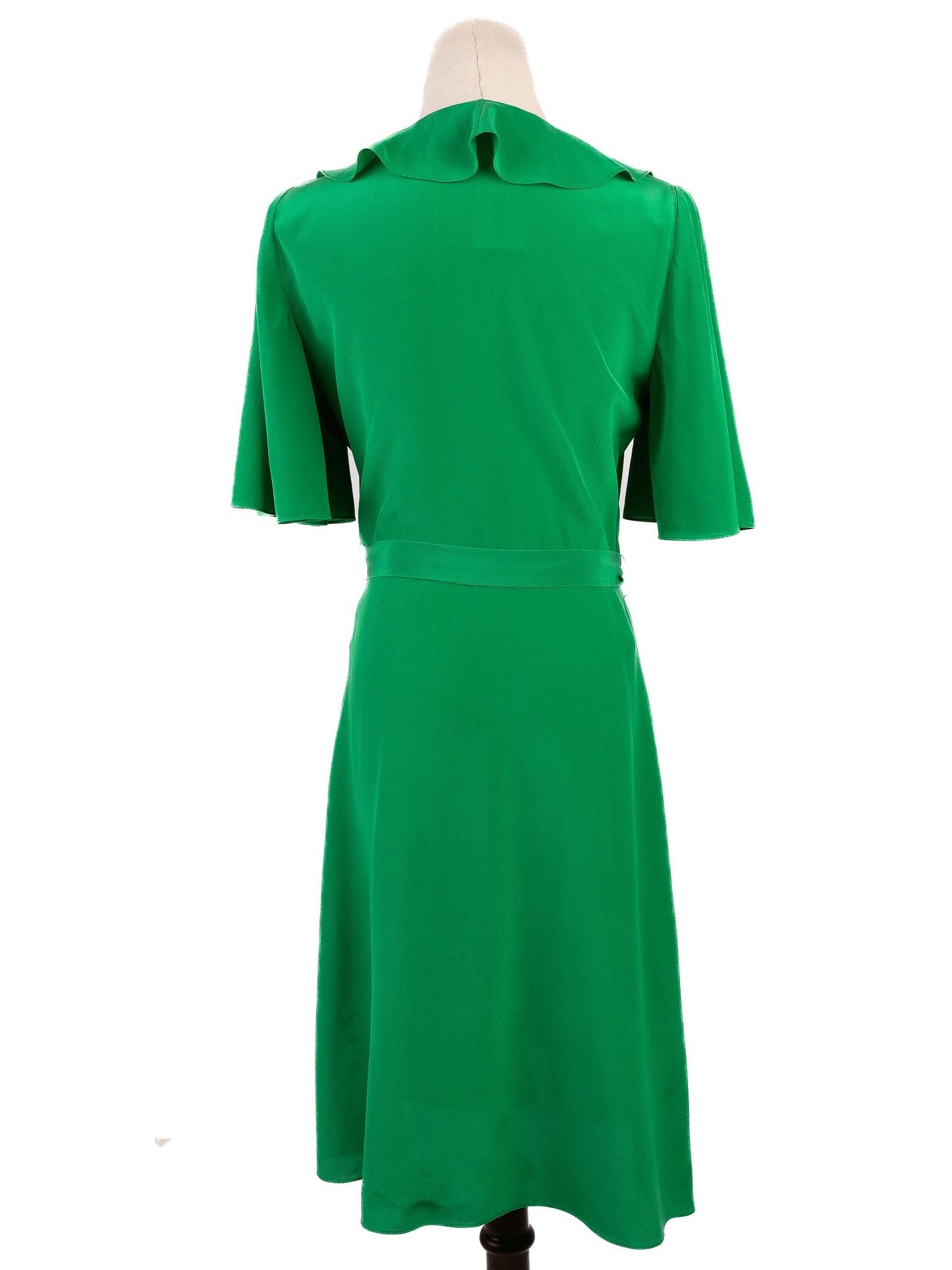average condition karen millen green silk wrap dress size m