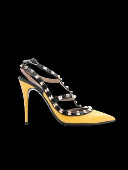 excellent valentino yellow leather high-heeled shoes size 36.5