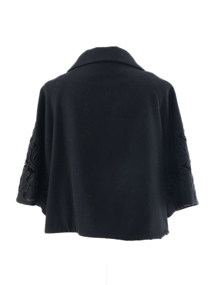 Excellent Roccobarocco Black Wool Double-Breasted Coat Size XL