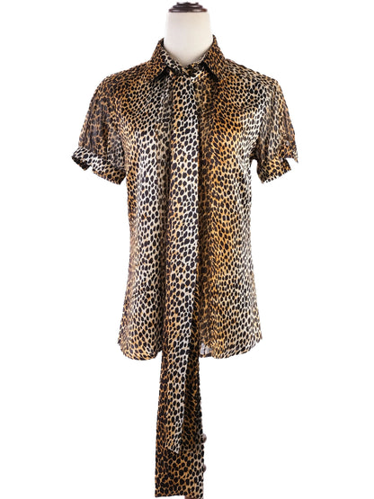 Excellent Dolce Gabbana Leopard Print Silk Blouse Size L