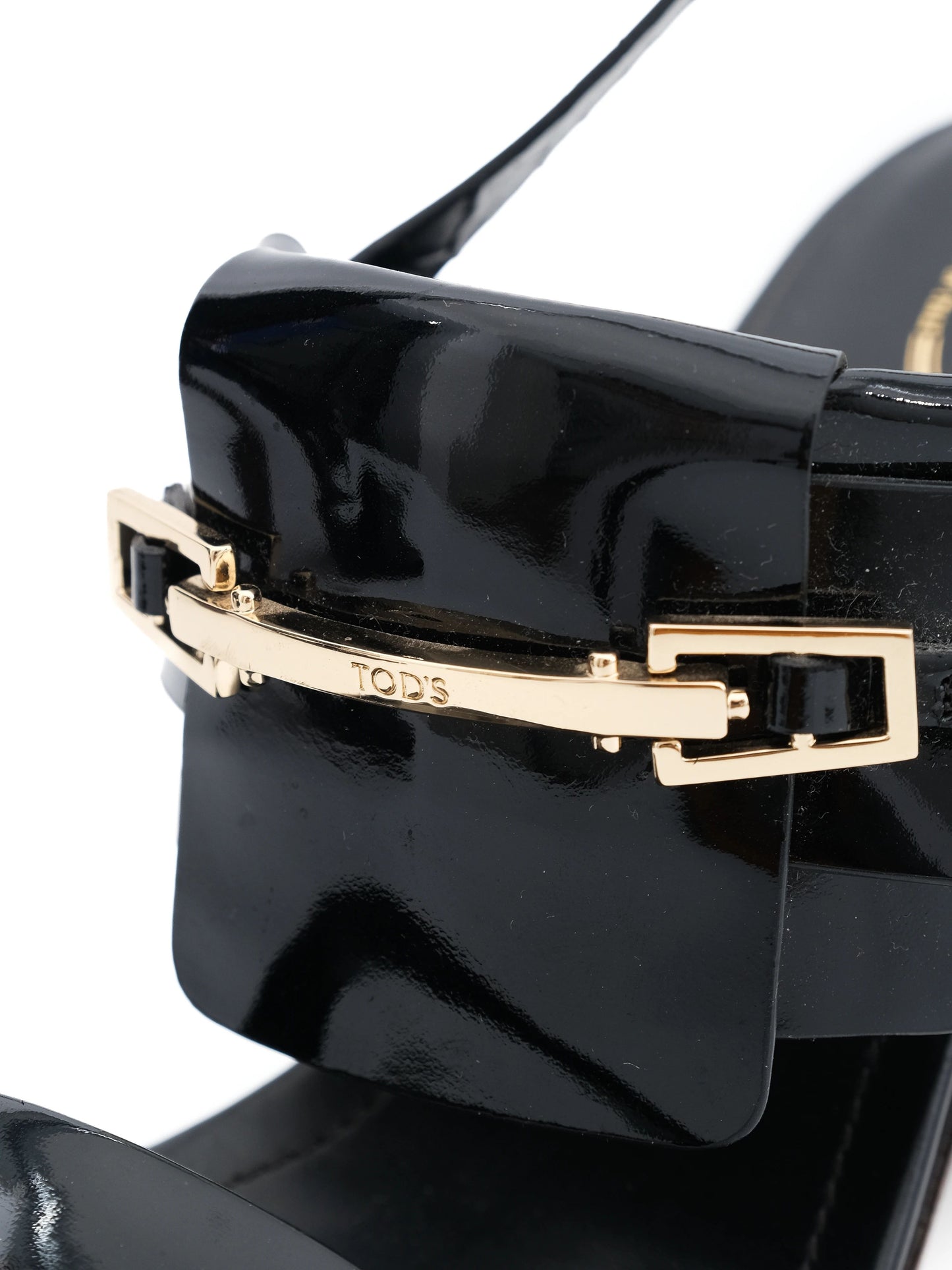 excellent tod's black high-heeled sandals size 40 with gold buckle