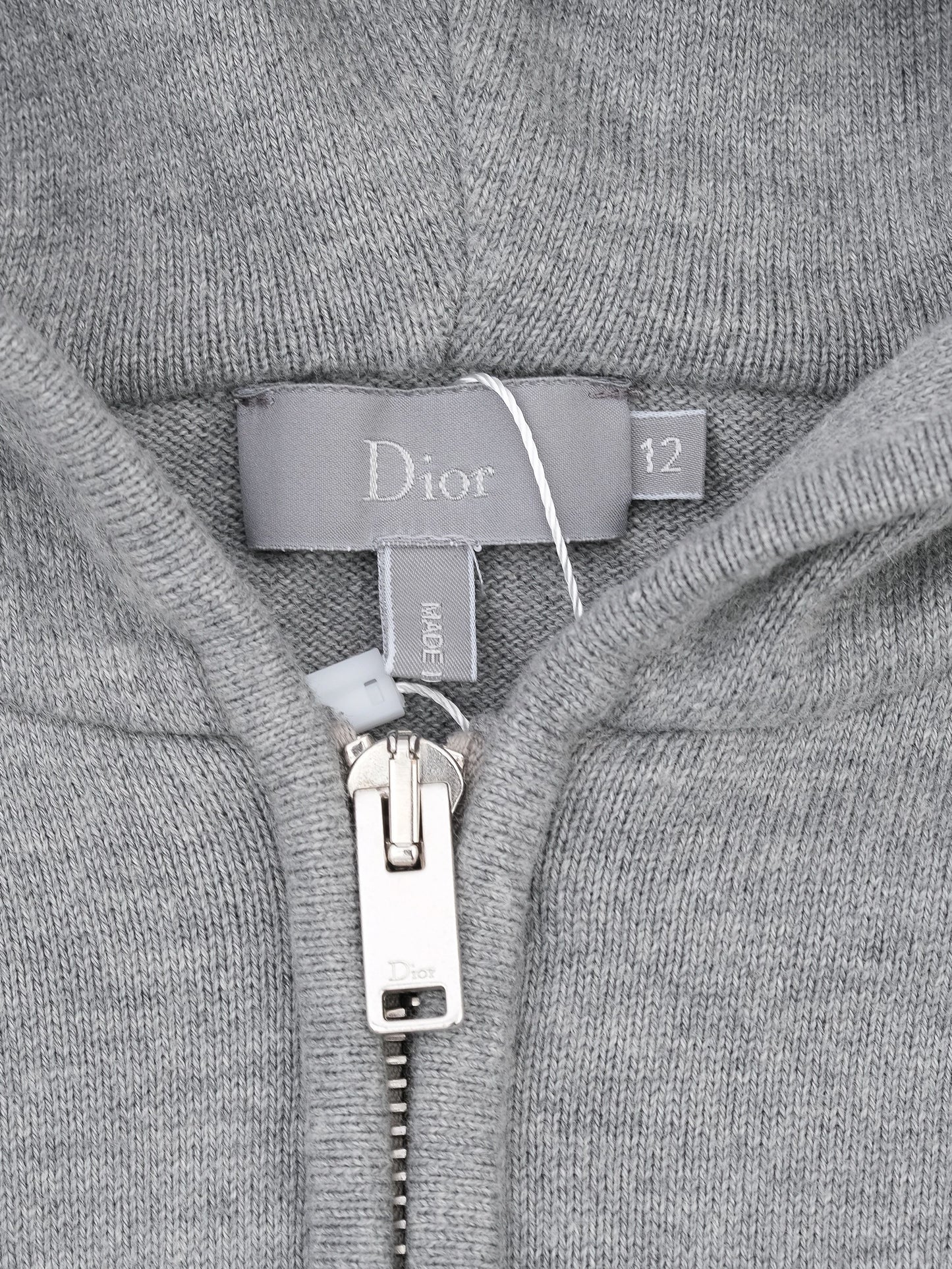 excellent dior gray zip-up hoodie for kids size 12