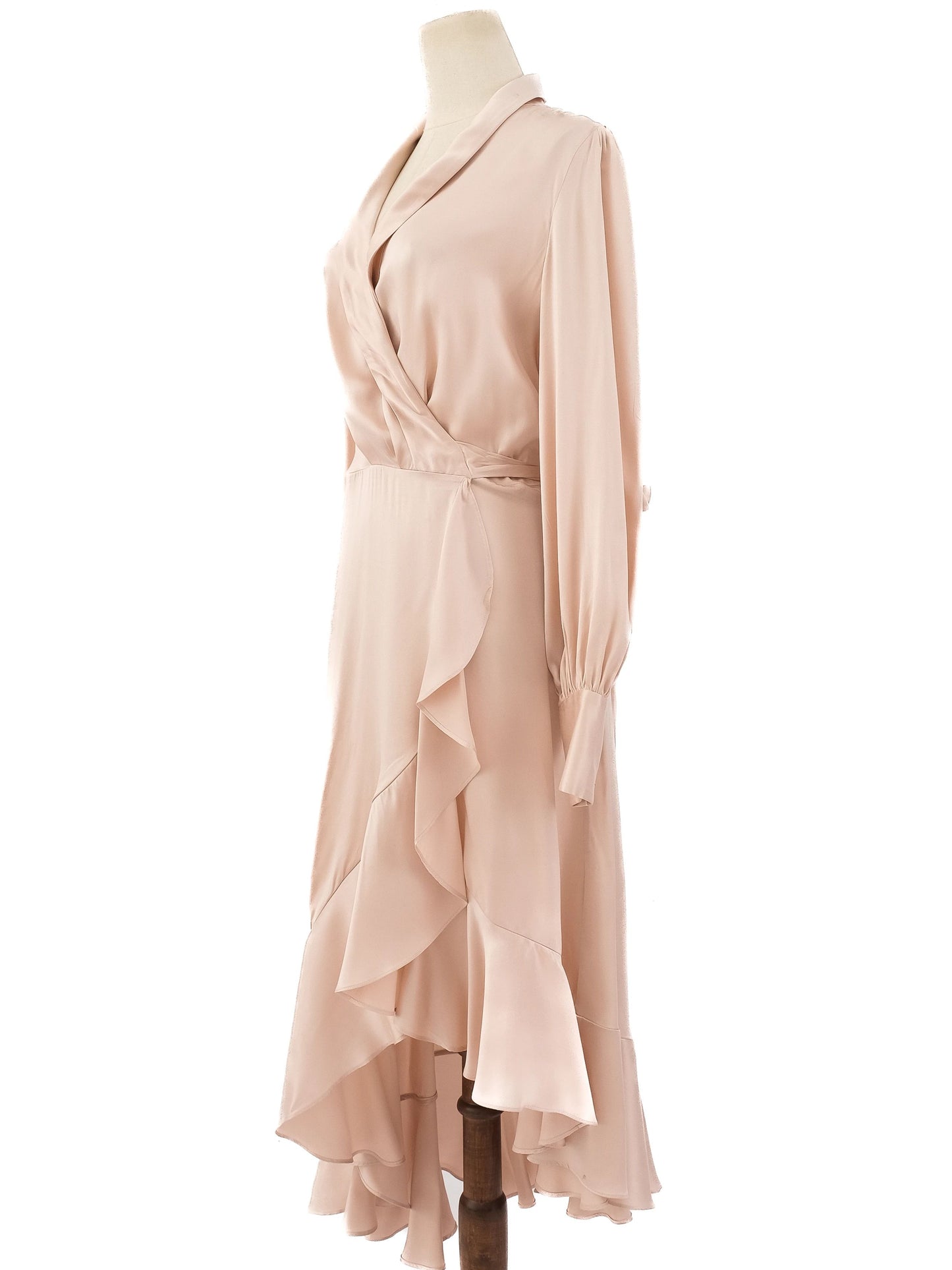 excellent zimmerman pink silk wrap dress with ruffled hem