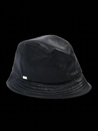 NEW Salvatore Ferragamo Black Leather Bucket Hat Size M