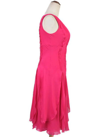 Excellent Celine Pink Silk Sleeveless Dress with Ruffled Skirt