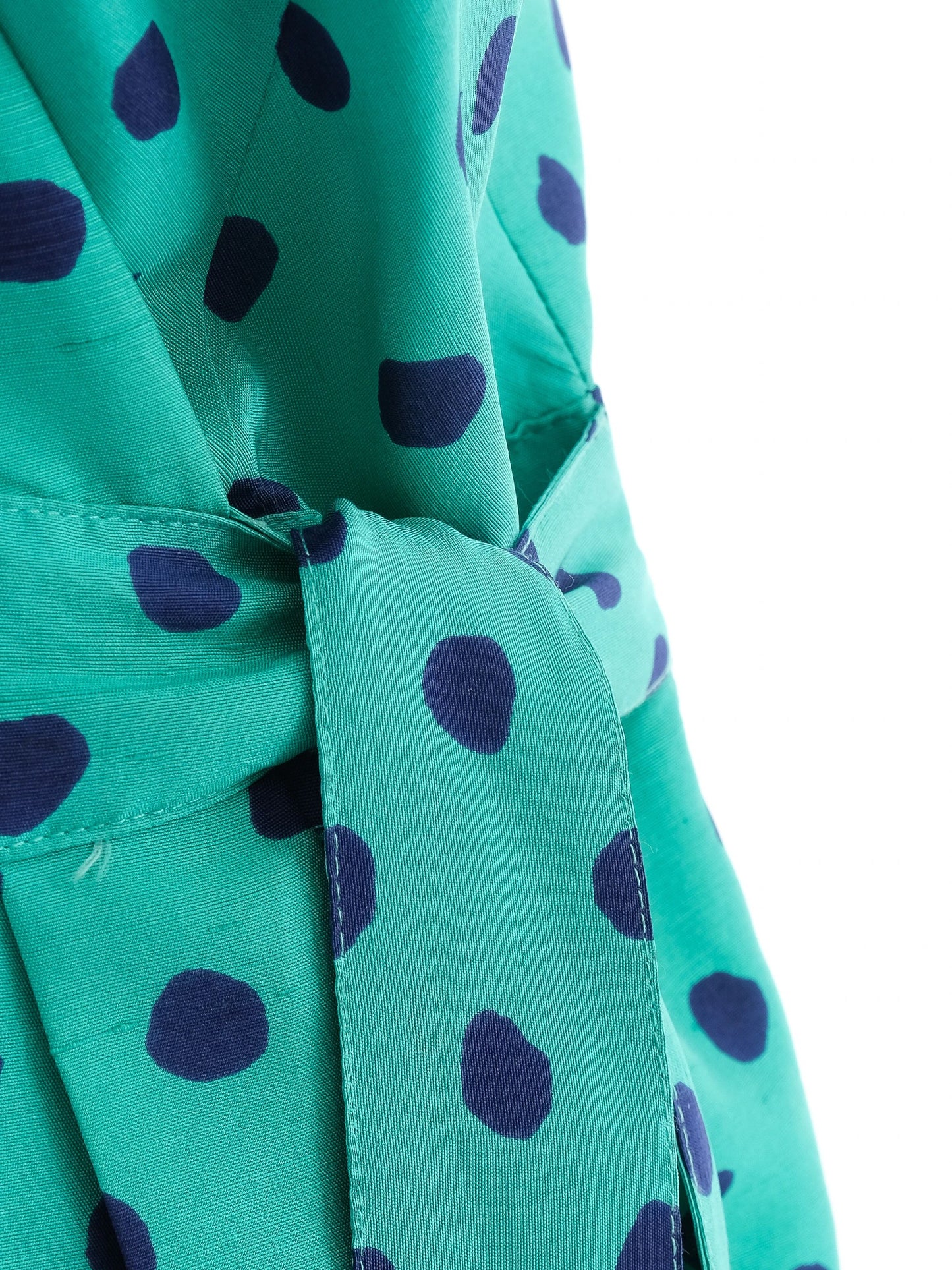 excellent luisa spagnoli blue silk dress size l with polka dots