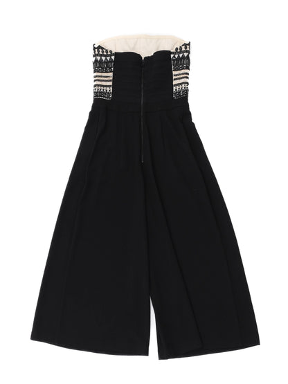 Excellent Alice+Olivia Strapless Jumpsuit Black Embellished Size S