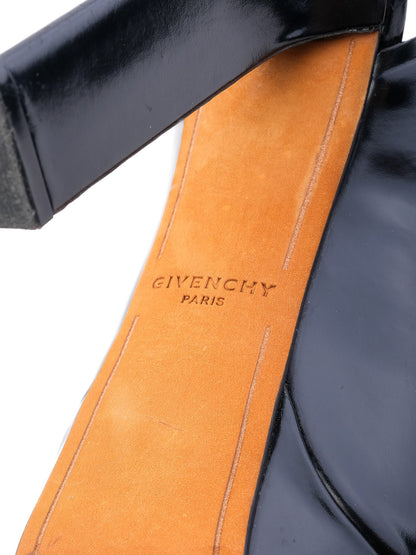 Givenchy Black Leather High-Heeled Platform Shoes Size 37