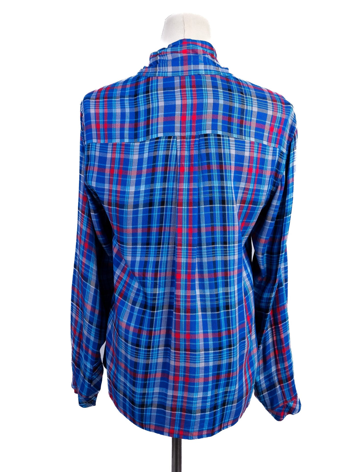 excellent armani jeans plaid flannel shirt red blue size xs women
