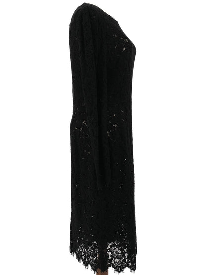 Excellent Ralph Lauren Black Lace Dresses Size L Floral Design