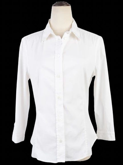 Excellent Prada White Nylon Button-Up Shirt Size L for Women