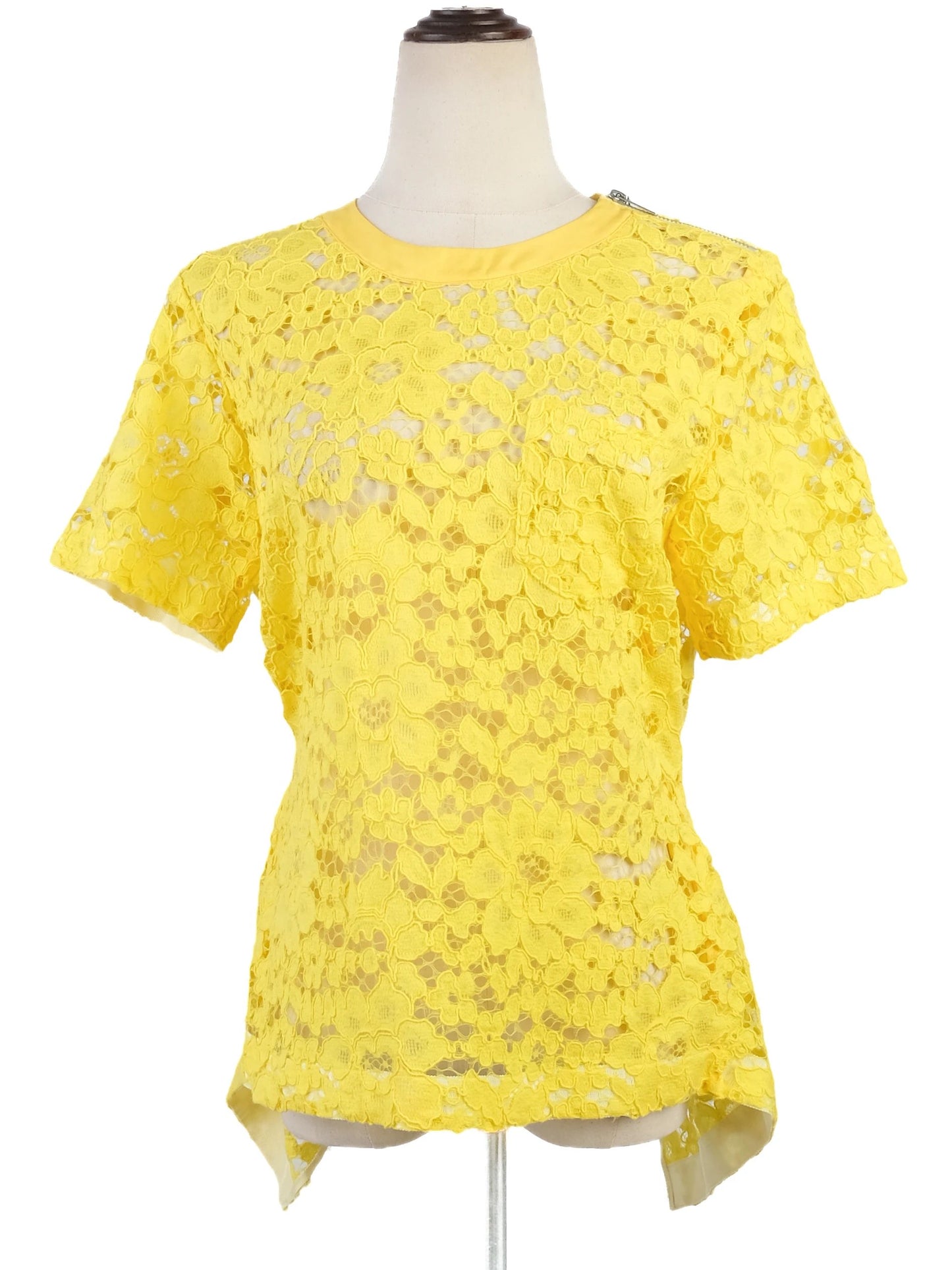 excellent sacai yellow lace top with belt size l women