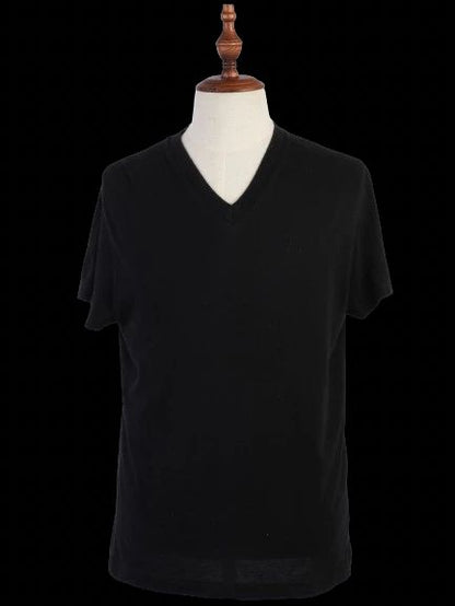 Excellent Prada Black Cotton V-Neck T-Shirt Size M for Men