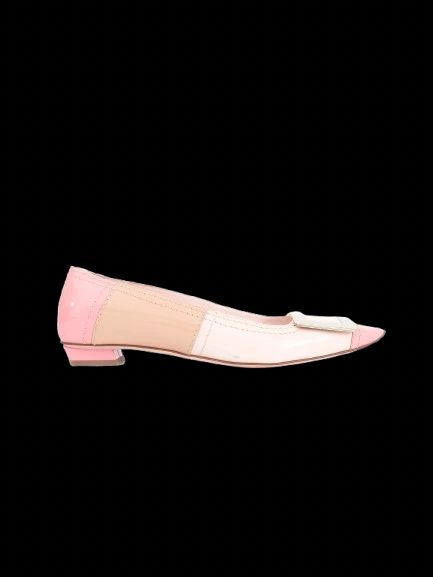 excellent roger vivier women's flat shoes pink beige leather size 36.5