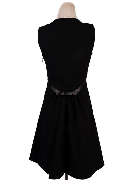 Perfect Dsquared2 Black Wool Sleeveless Dress with Belt XS