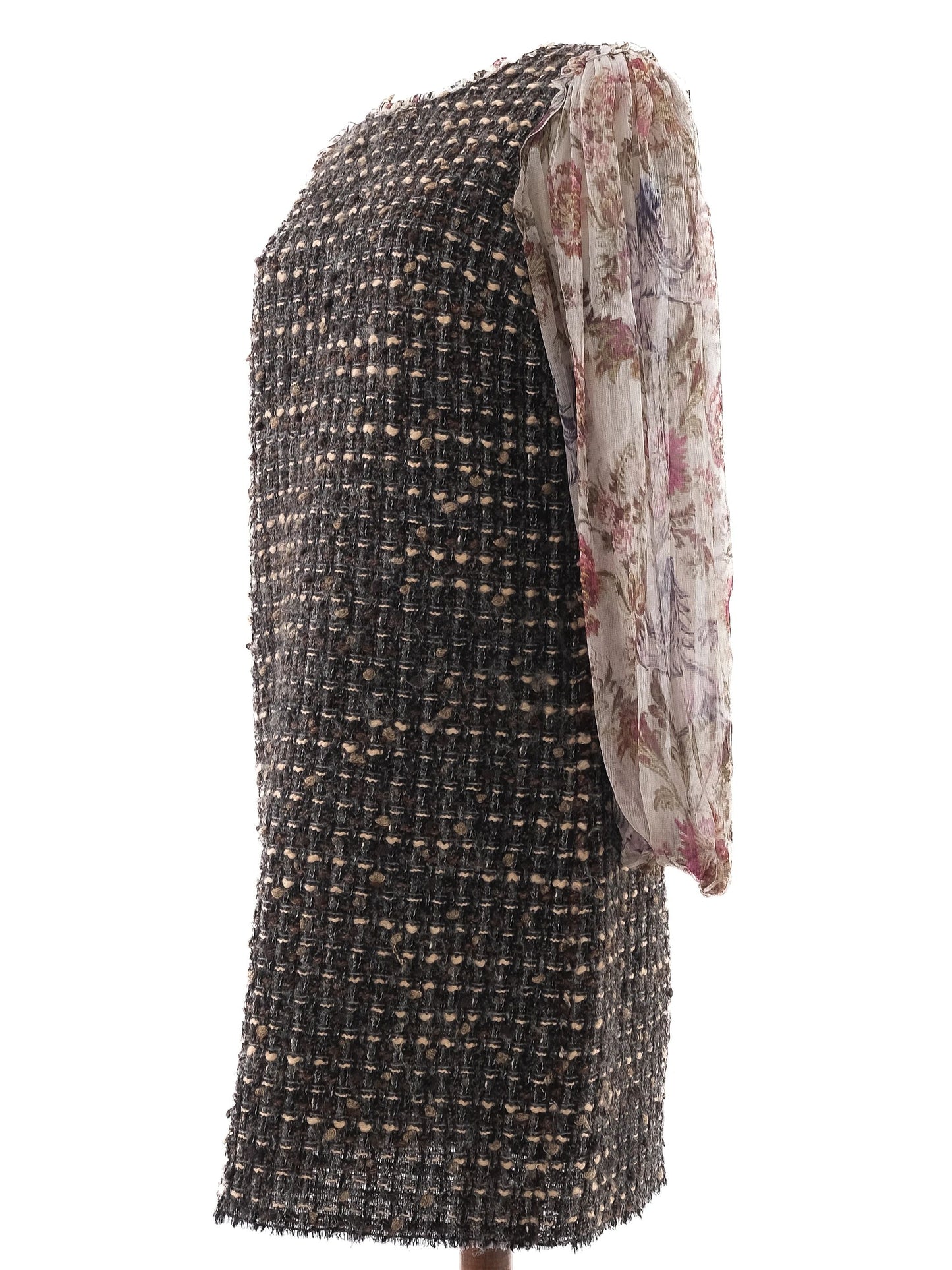 excellent dolce gabbana women's dress l wool combined color floral sleeves