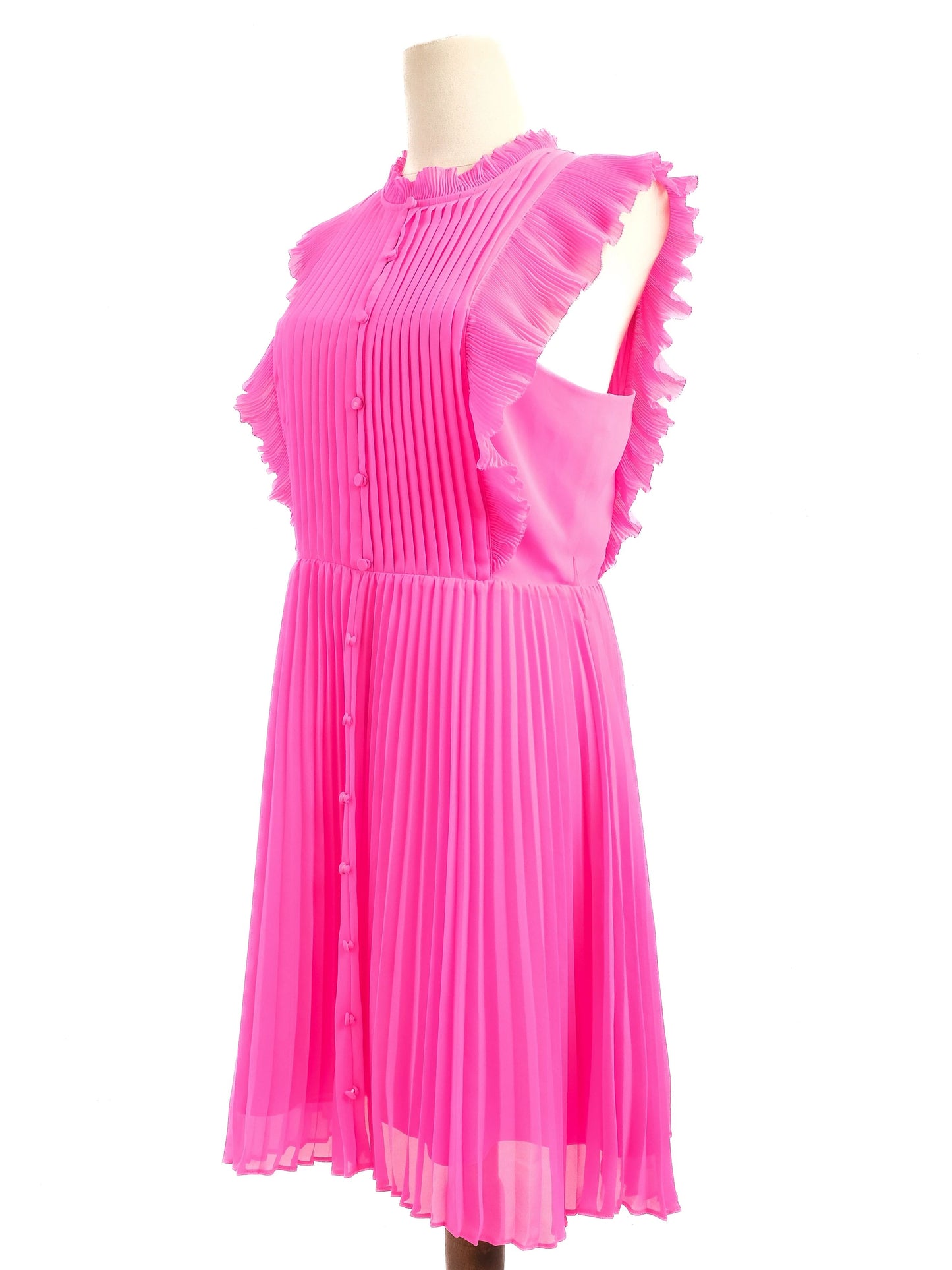 excellent self-portrait pink pleated dress with ruffled sleeves