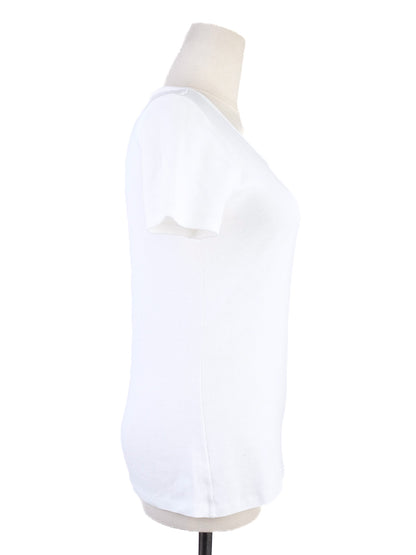 EXCELLENT MaxCo White Cotton T-Shirt Size XS with Decorative Print