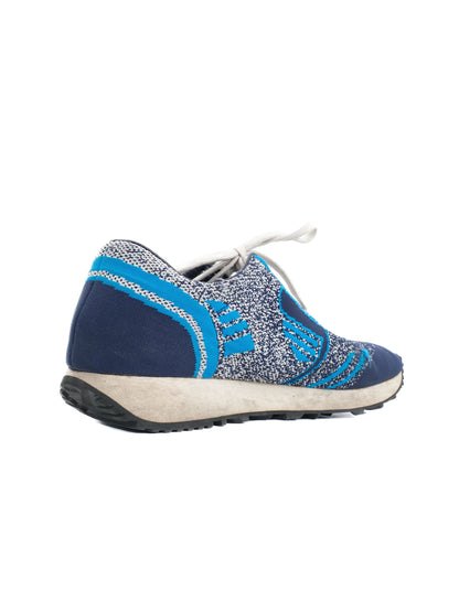 Excellent Prada Blue Textile Sneakers Size 38 with Speckled Pattern