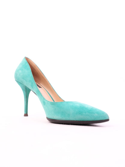 Excellent Dolce Gabbana Green Leather High-Heels Size 38.5