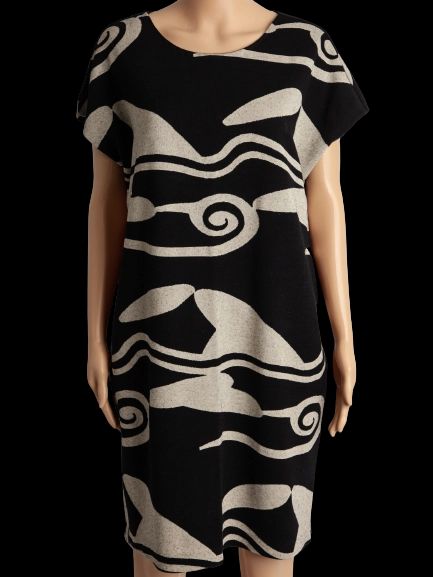 Diane von Furstenberg Black Dress Abstract Beige Pattern Size S