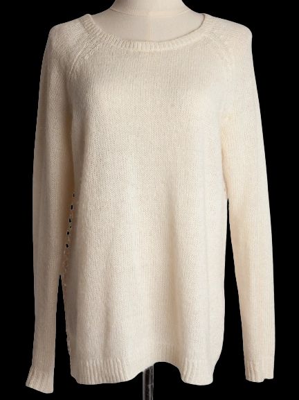 good more & more white poplin sweater size xs with textured back