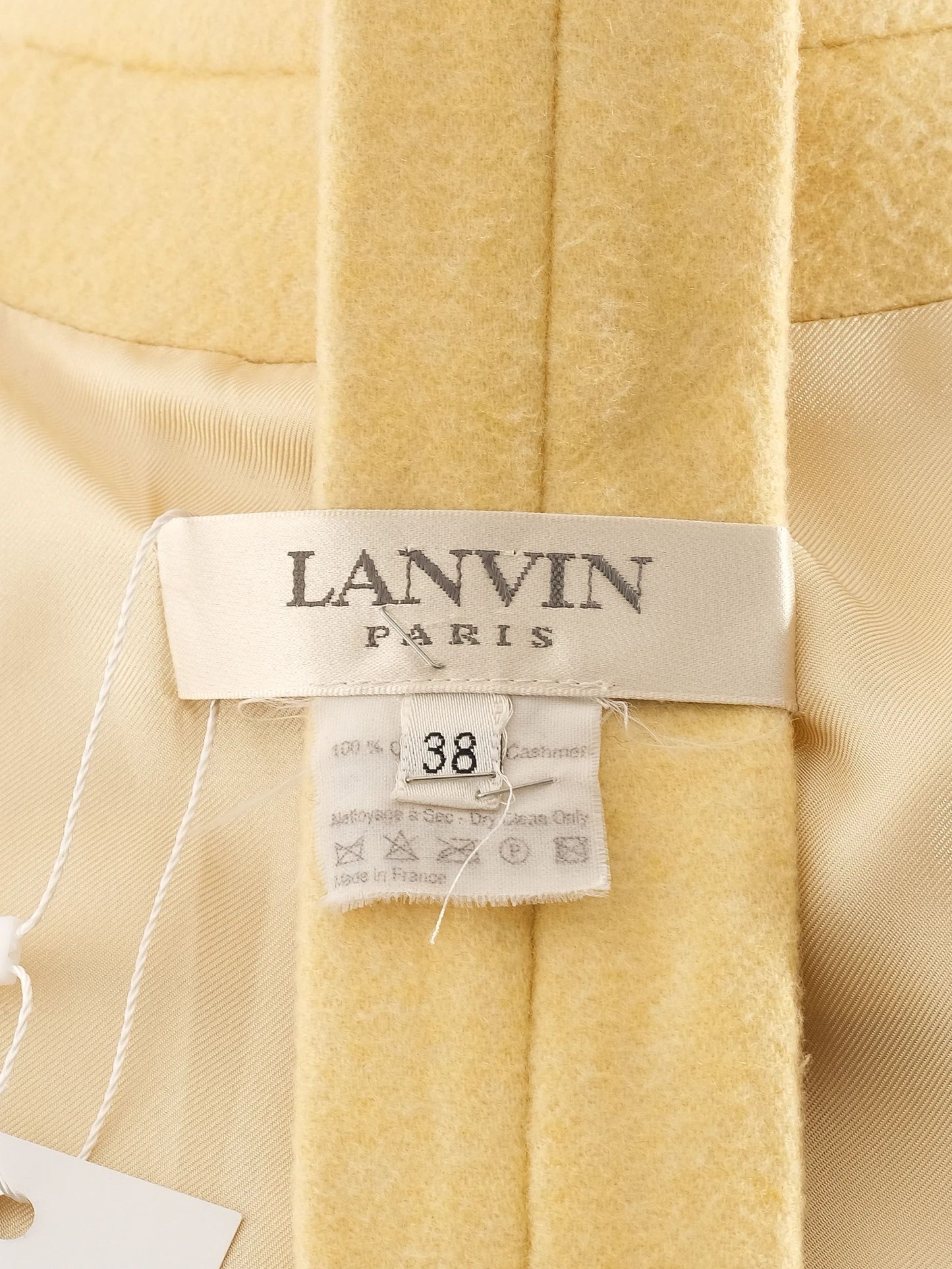 excellent lanvin yellow cashmere long coat with belt size m