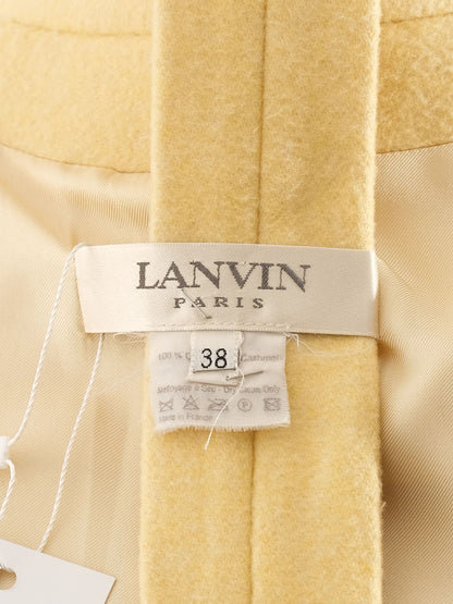 Excellent Lanvin Yellow Cashmere Long Coat with Belt Size M