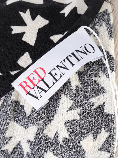 Excellent Red Valentino Black Dress XL with White Bird Print