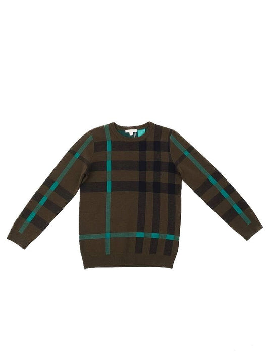 Excellent Burberry Kids Sweater Wool Plaid Size 12 Combined Colors