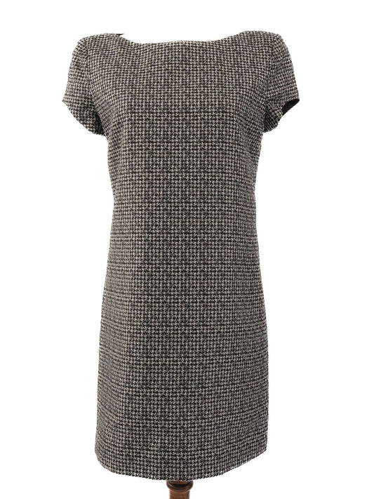 Saint Laurent Gray Silk Houndstooth Dress Size M - Excellent Condition