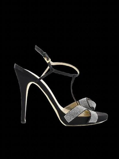 Excellent Valentino Black Leather High-Heeled Sandals Size 40