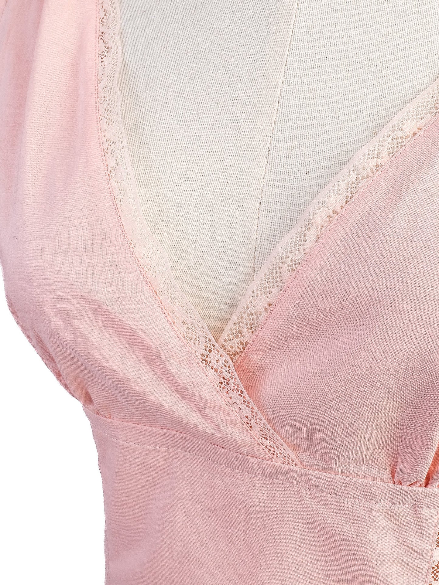 excellent valentino pink cotton lace detail sleeveless dress