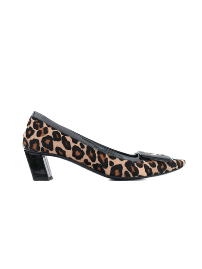Excellent Roger Vivier Women's Leopard Print Textile Heels Size 36.5