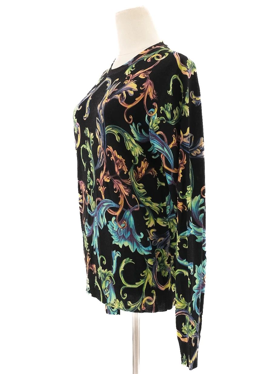 excellent versace long-sleeved shirt wool size s floral pattern