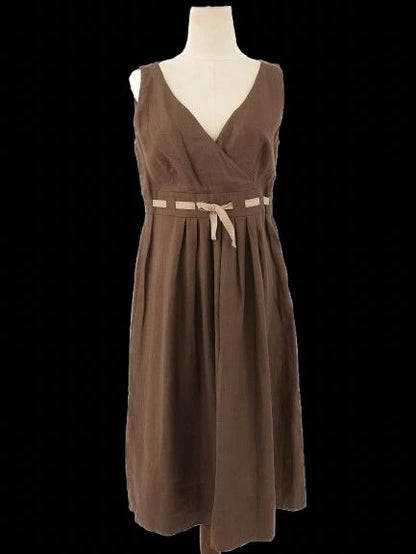 NEW Max Mara Orange Sleeveless Dress Size L with Tied Belt Detail