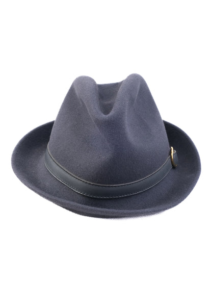 Excellent Gucci Black Wool Fedora Hat with Leather Band, Size M