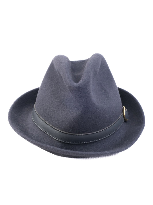 Excellent Gucci Black Wool Fedora Hat with Leather Band, Size M