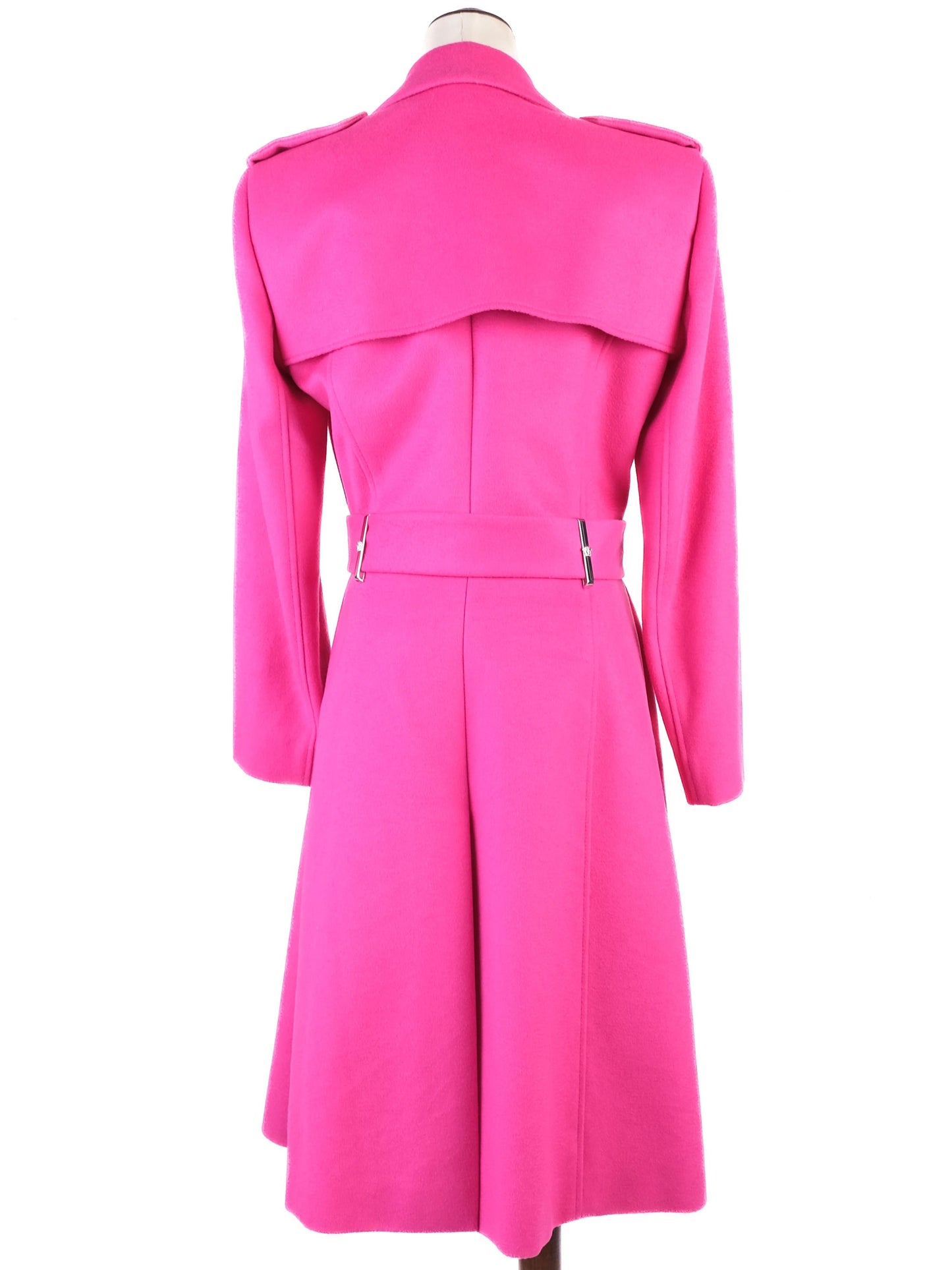 excellent versace pink wool trench coat size xl with belt