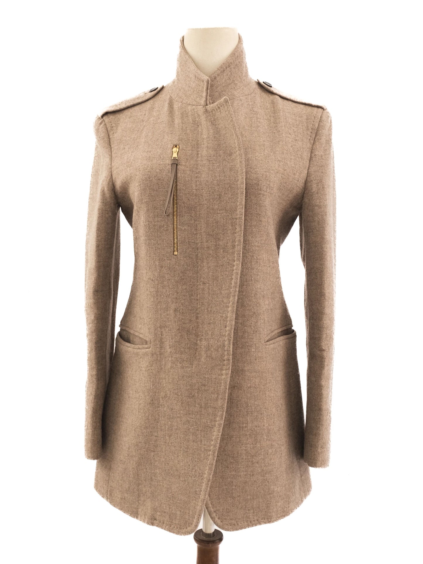 new max mara gray wool tailored coat size m with high collar