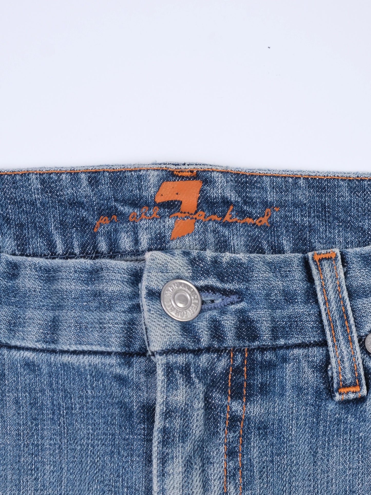 excellent 7 for all mankind blue denim skirt size m