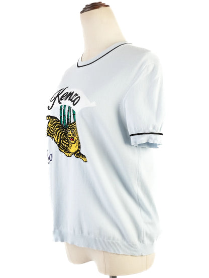 Excellent Kenzo Blue Tiger Design Sweater Size M