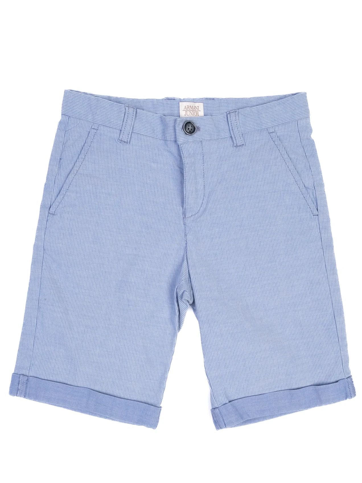 excellent armani junior blue cotton striped shorts size 10 for kids
